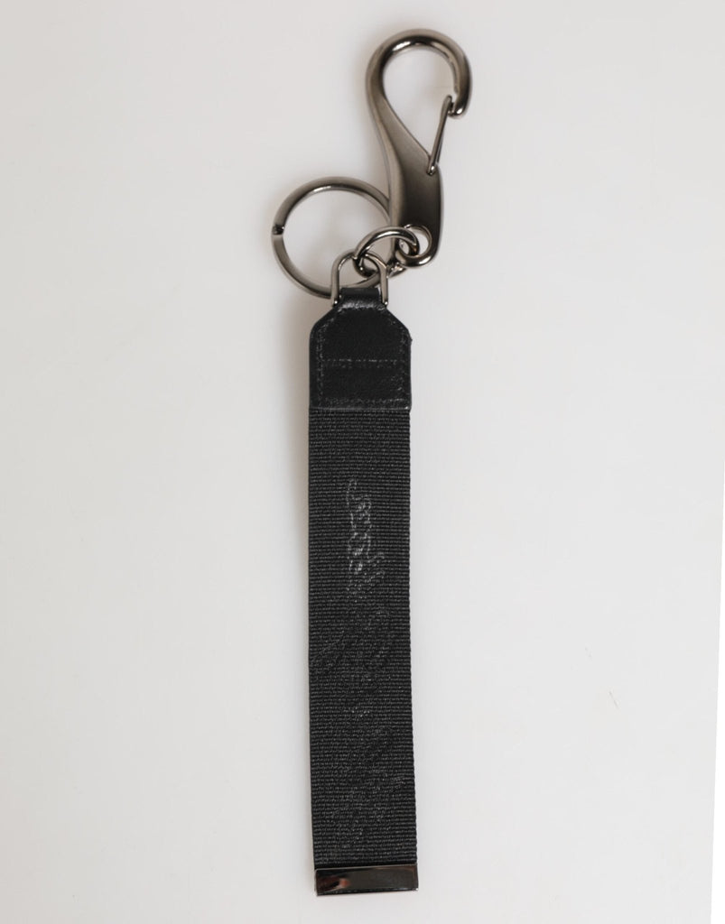 Dolce & Gabbana Black White Polyester DG Logo Silver Men Keychain Keyring - Beyzy Store - Dolce & Gabbana