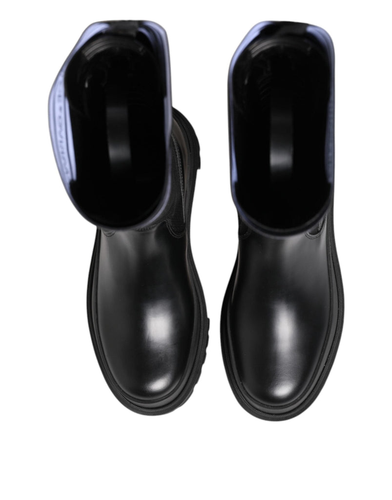 Dolce & Gabbana Black White Polyester Socks High Boots Shoes - Beyzy Store - Dolce & Gabbana