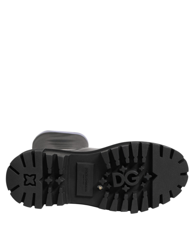 Dolce & Gabbana Black White Polyester Socks High Boots Shoes - Beyzy Store - Dolce & Gabbana