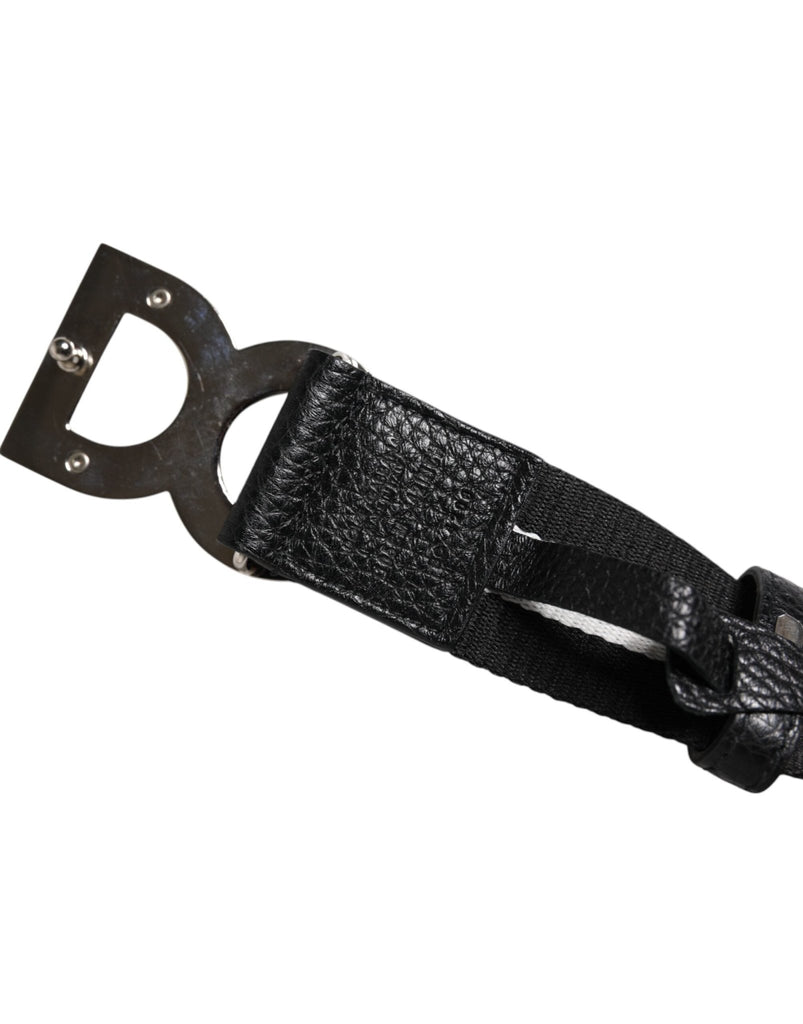 Dolce & Gabbana Black White Printed Metal Logo Buckle Belt - Beyzy Store - Dolce & Gabbana