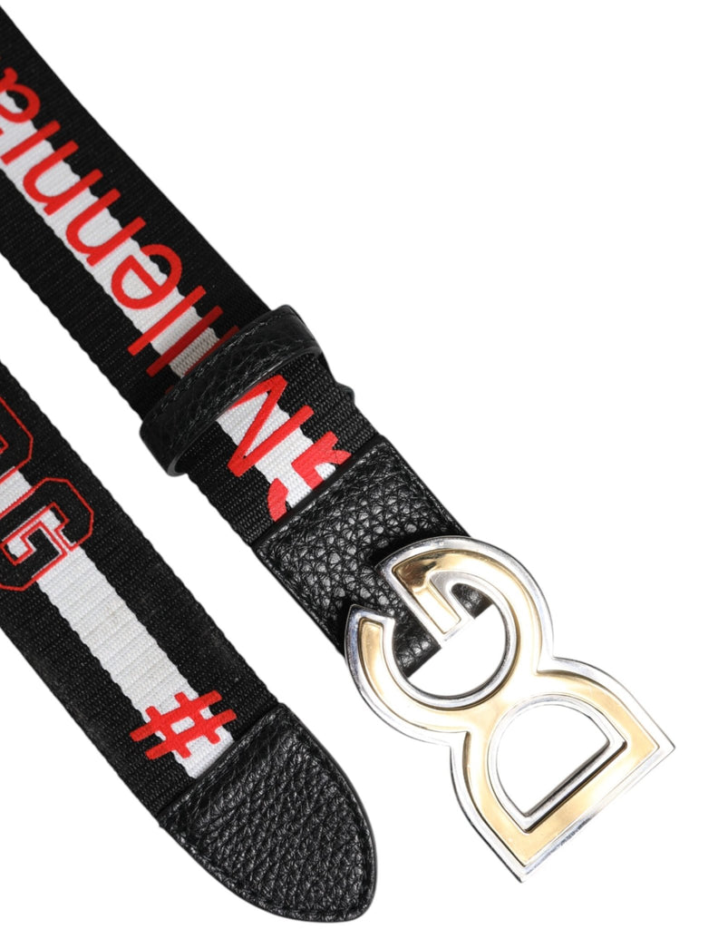 Dolce & Gabbana Black White Printed Metal Logo Buckle Belt - Beyzy Store - Dolce & Gabbana