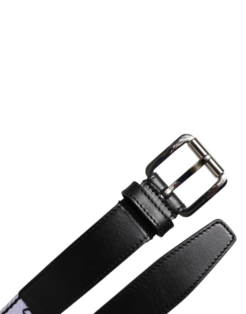 Dolce & Gabbana Black White Printed Metal Logo Buckle Belt - Beyzy Store - Dolce & Gabbana
