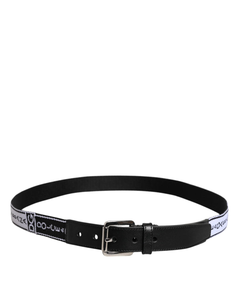 Dolce & Gabbana Black White Printed Metal Logo Buckle Belt - Beyzy Store - Dolce & Gabbana