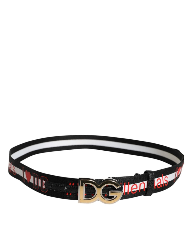 Dolce & Gabbana Black White Printed Metal Logo Buckle Belt - Beyzy Store - Dolce & Gabbana