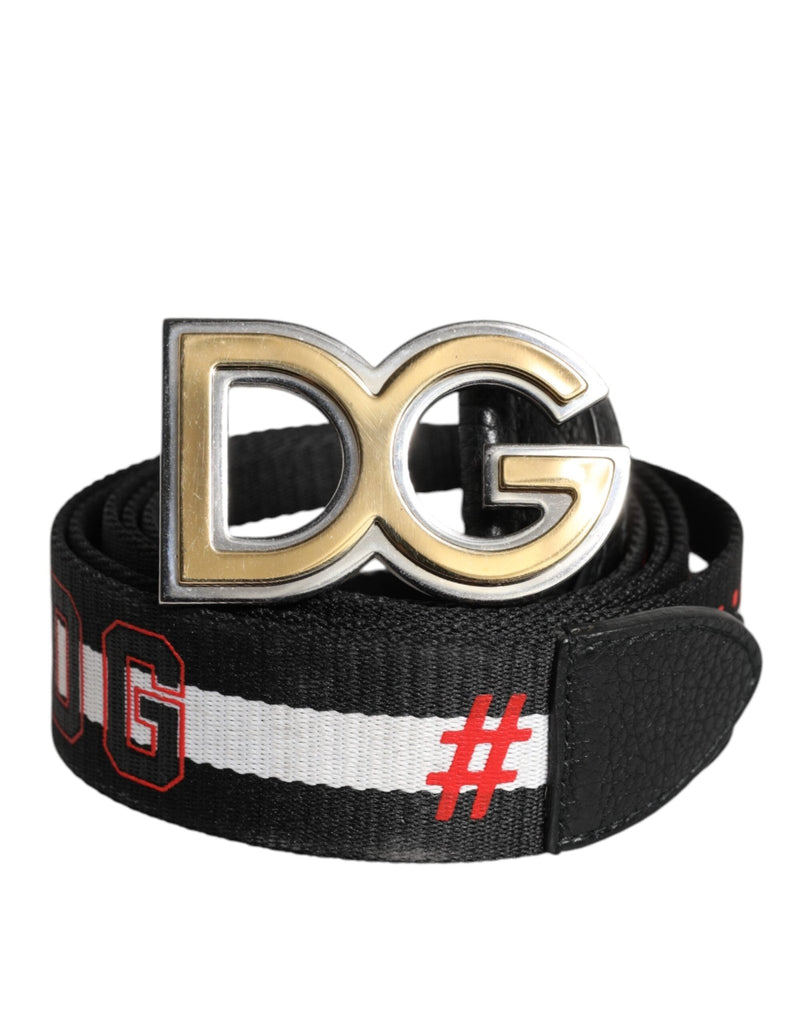 Dolce & Gabbana Black White Printed Metal Logo Buckle Belt - Beyzy Store - Dolce & Gabbana