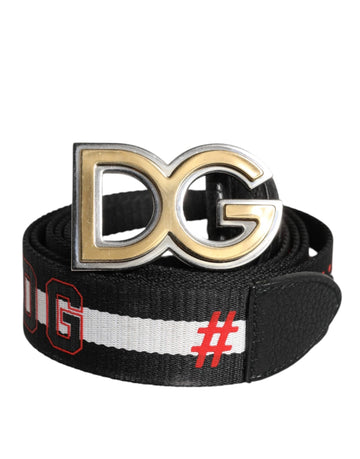 Dolce & Gabbana Black White Printed Metal Logo Buckle Belt - Beyzy Store - Dolce & Gabbana