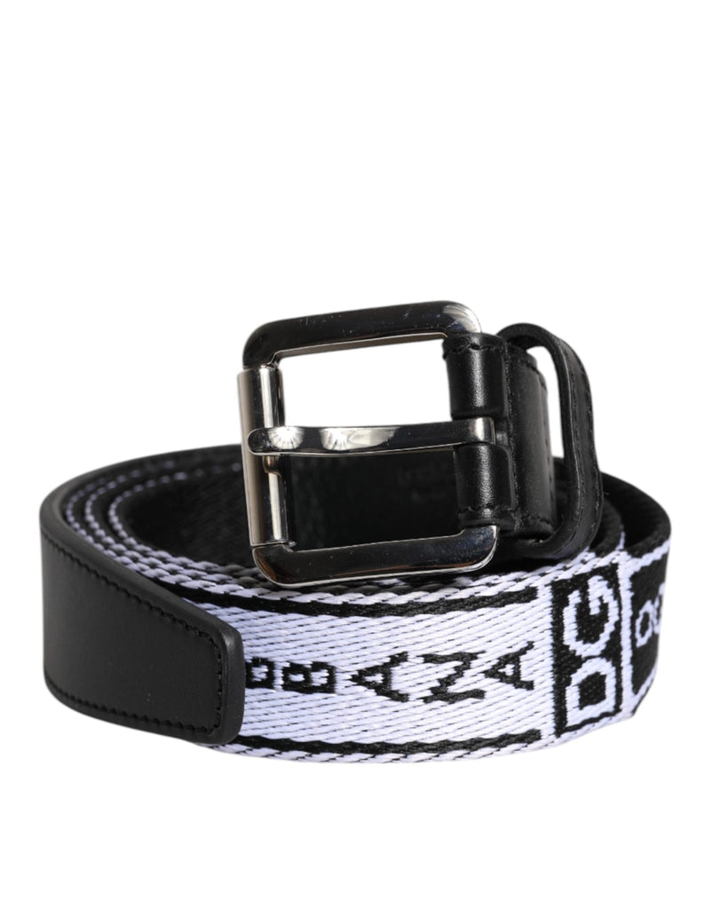 Dolce & Gabbana Black White Printed Metal Logo Buckle Belt - Beyzy Store - Dolce & Gabbana