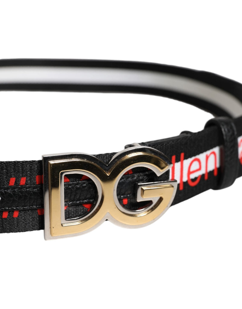 Dolce & Gabbana Black White Printed Metal Logo Buckle Belt - Beyzy Store - Dolce & Gabbana