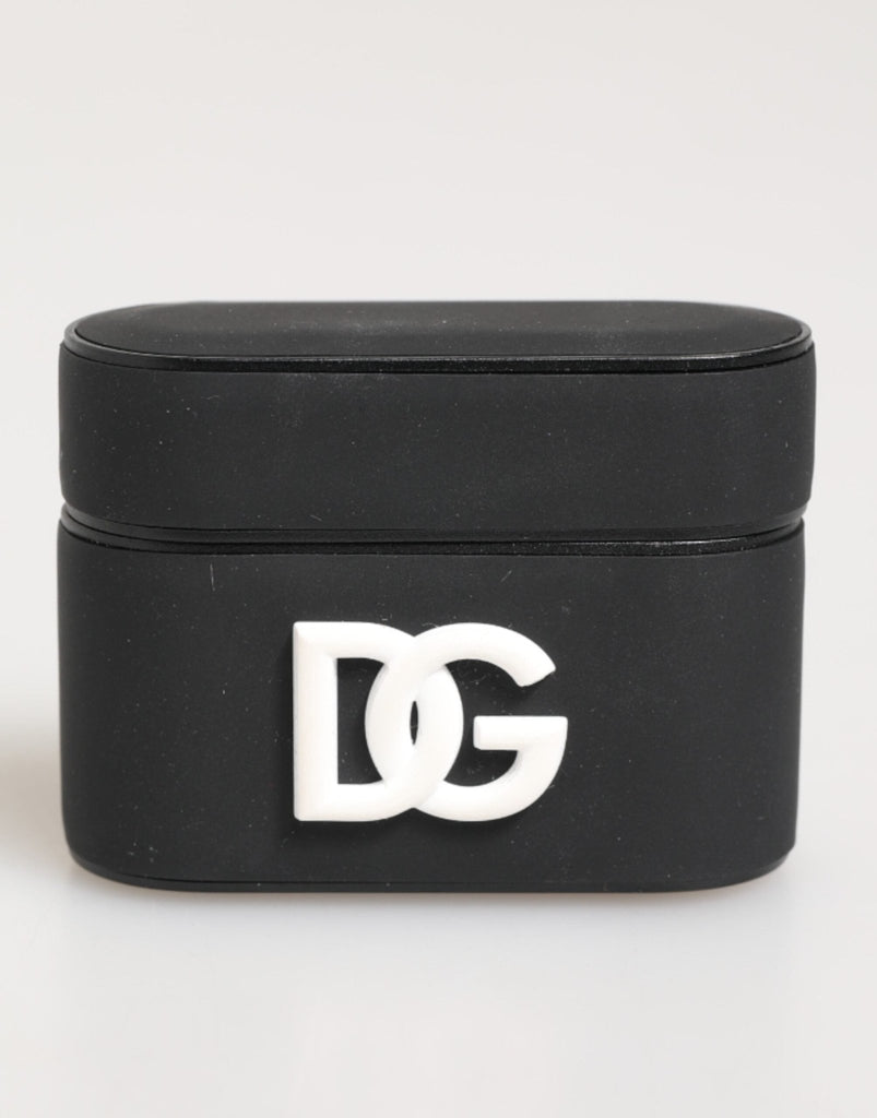 Dolce & Gabbana Black White Rubber Embossed Logo Accessory Airpods Case - Beyzy Store - Dolce & Gabbana