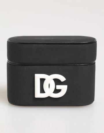 Dolce & Gabbana Black White Rubber Embossed Logo Accessory Airpods Case - Beyzy Store - Dolce & Gabbana