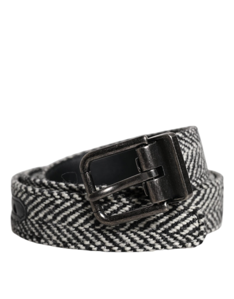 Dolce & Gabbana Black White Silver Tone Metal Buckle Belt - Beyzy Store - Dolce & Gabbana