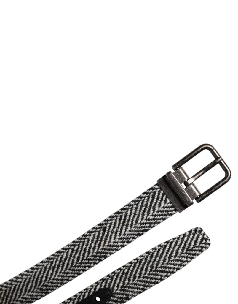 Dolce & Gabbana Black White Silver Tone Metal Buckle Belt - Beyzy Store - Dolce & Gabbana