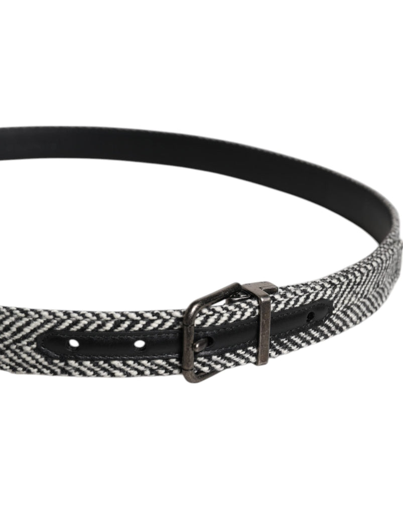 Dolce & Gabbana Black White Silver Tone Metal Buckle Belt - Beyzy Store - Dolce & Gabbana