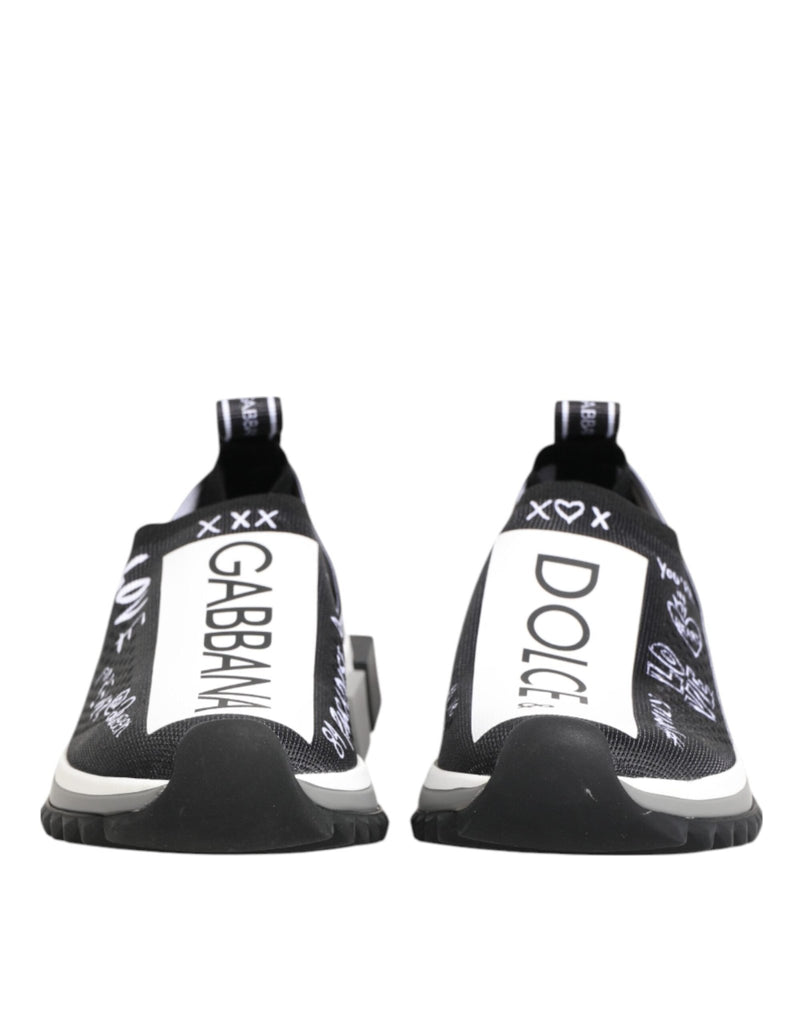 Dolce & Gabbana Black White Sorrento Low Top Sneakers Shoes - Beyzy Store - Dolce & Gabbana