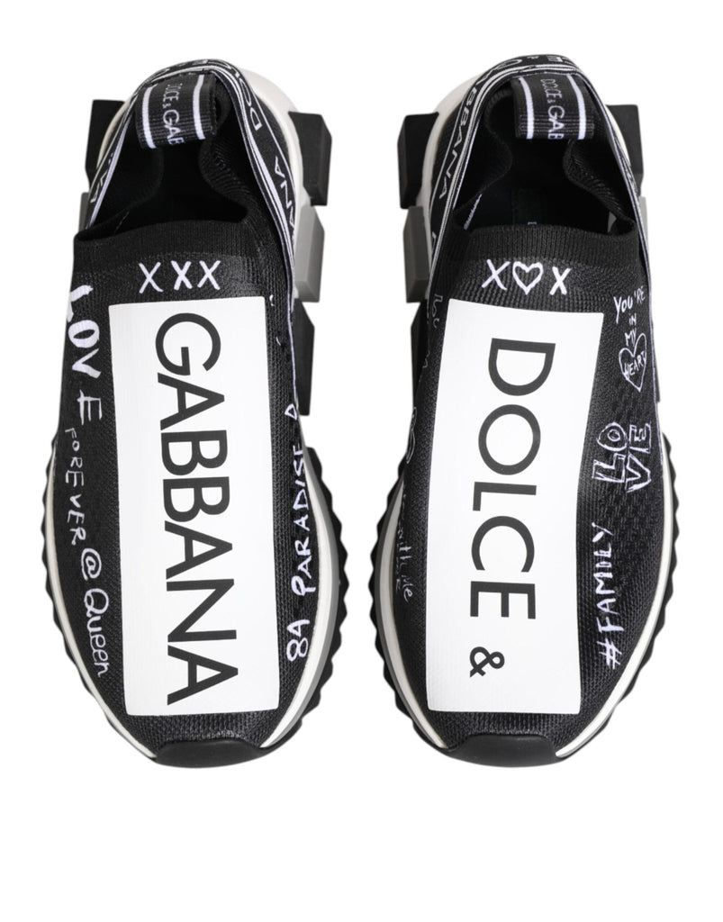 Dolce & Gabbana Black White Sorrento Low Top Sneakers Shoes - Beyzy Store - Dolce & Gabbana