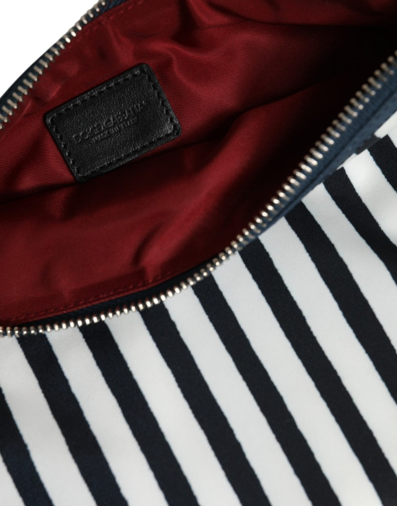 Dolce & Gabbana Black White Striped Logo Plaque Clutch Borse Pouch Bag - Beyzy Store - Dolce & Gabbana