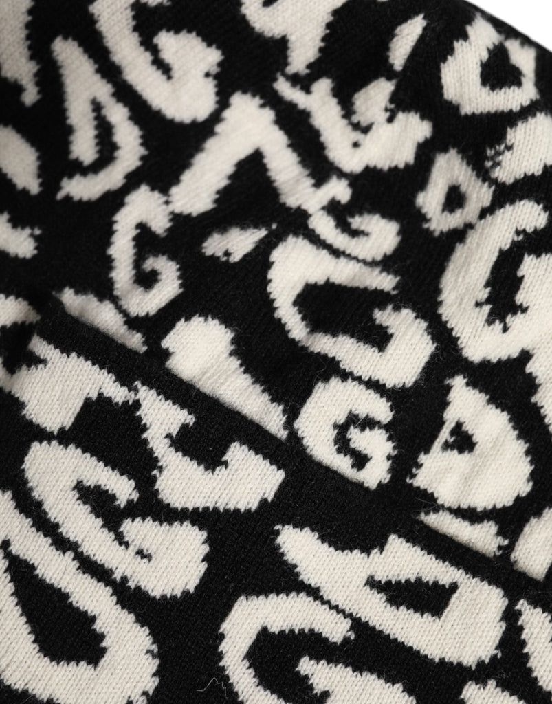 Dolce & Gabbana Black White Wool Knitted Winter Beanie Hat - Beyzy Store - Dolce & Gabbana