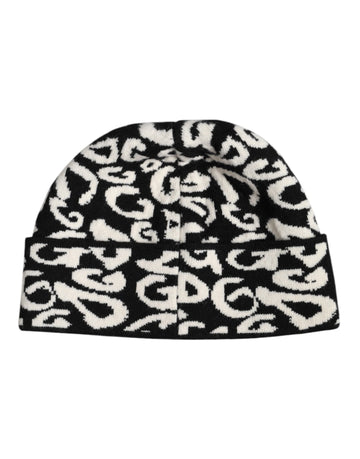 Dolce & Gabbana Black White Wool Knitted Winter Beanie Hat - Beyzy Store - Dolce & Gabbana