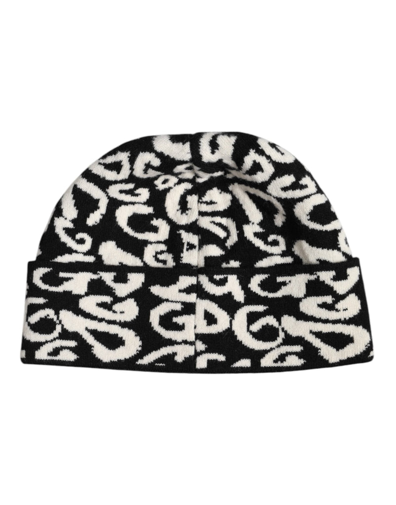 Dolce & Gabbana Black White Wool Knitted Winter Beanie Hat - Beyzy Store - Dolce & Gabbana