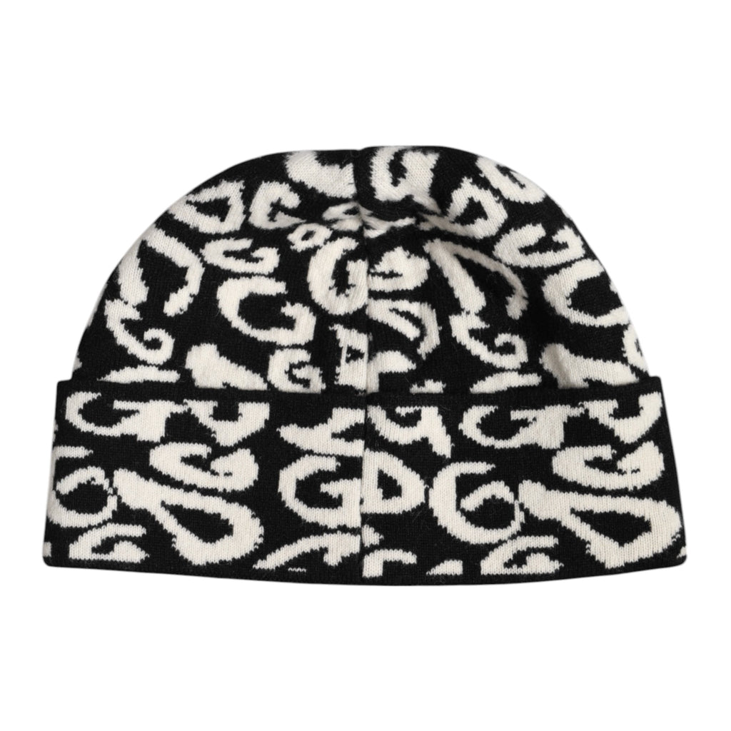 Dolce & Gabbana Black White Wool Knitted Winter Beanie Hat - Beyzy Store - Dolce & Gabbana