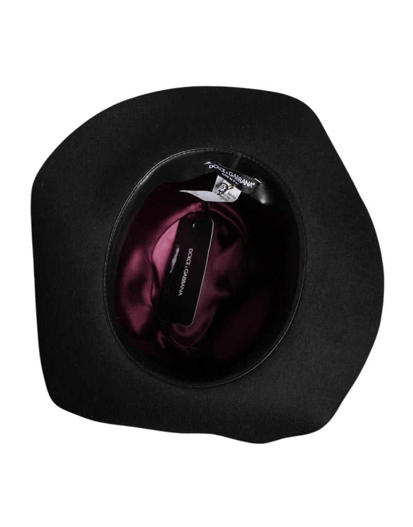 Dolce & Gabbana Black Wide Brim Trilby Fedora Hat - Beyzy Store - Dolce & Gabbana