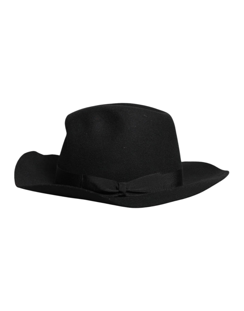 Dolce & Gabbana Black Wide Brim Trilby Fedora Hat - Beyzy Store - Dolce & Gabbana