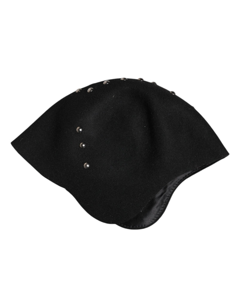 Dolce & Gabbana Black Wool Multicolor Embellished Cloche Hat - Beyzy Store - Dolce & Gabbana
