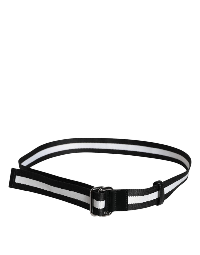 Dolce & Gabbana Black Yellow Logo Striped Metal Buckle Belt - Beyzy Store - Dolce & Gabbana