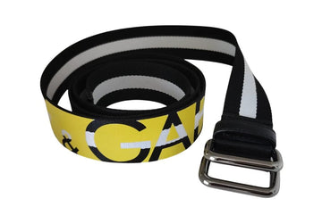 Dolce & Gabbana Black Yellow Logo Striped Metal Buckle Belt - Beyzy Store - Dolce & Gabbana