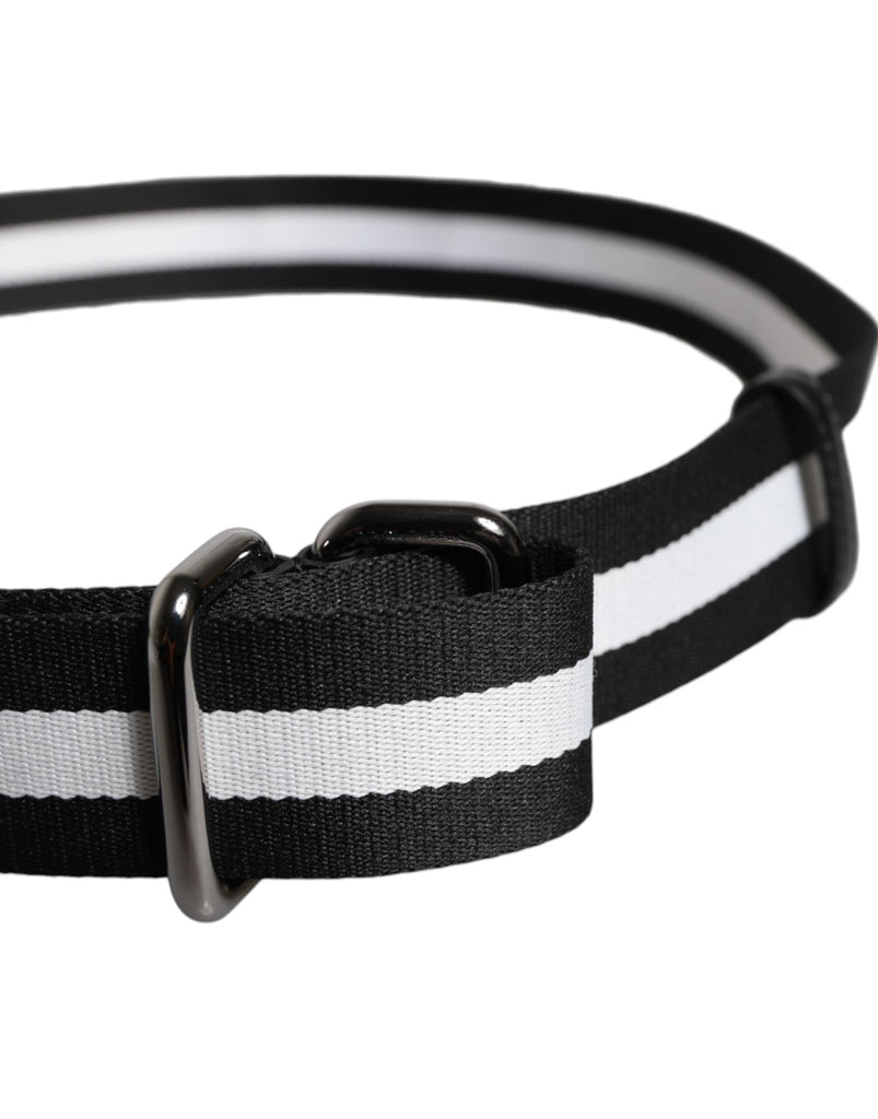 Dolce & Gabbana Black Yellow Logo Striped Metal Buckle Belt - Beyzy Store - Dolce & Gabbana