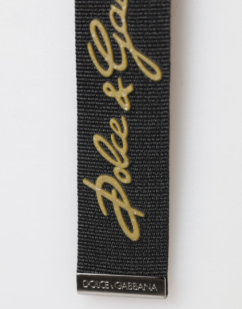 Dolce & Gabbana Black Yellow Polyester DG Logo Silver Keychain Keyring - Beyzy Store - Dolce & Gabbana