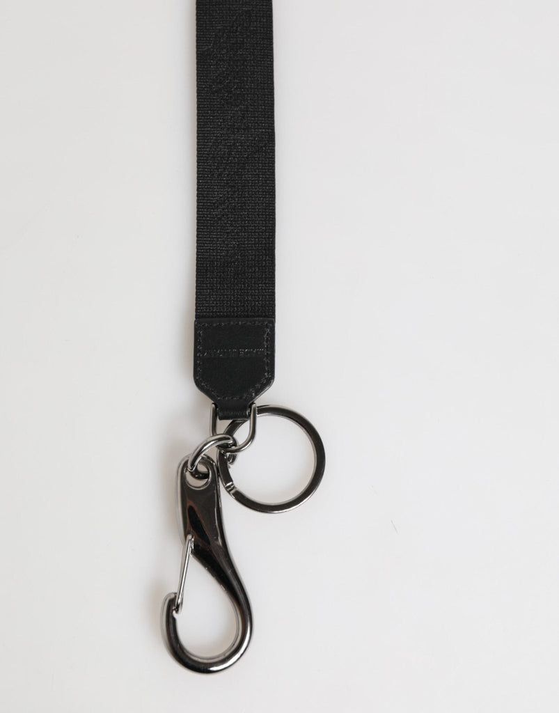 Dolce & Gabbana Black Yellow Polyester DG Logo Silver Keychain Keyring - Beyzy Store - Dolce & Gabbana