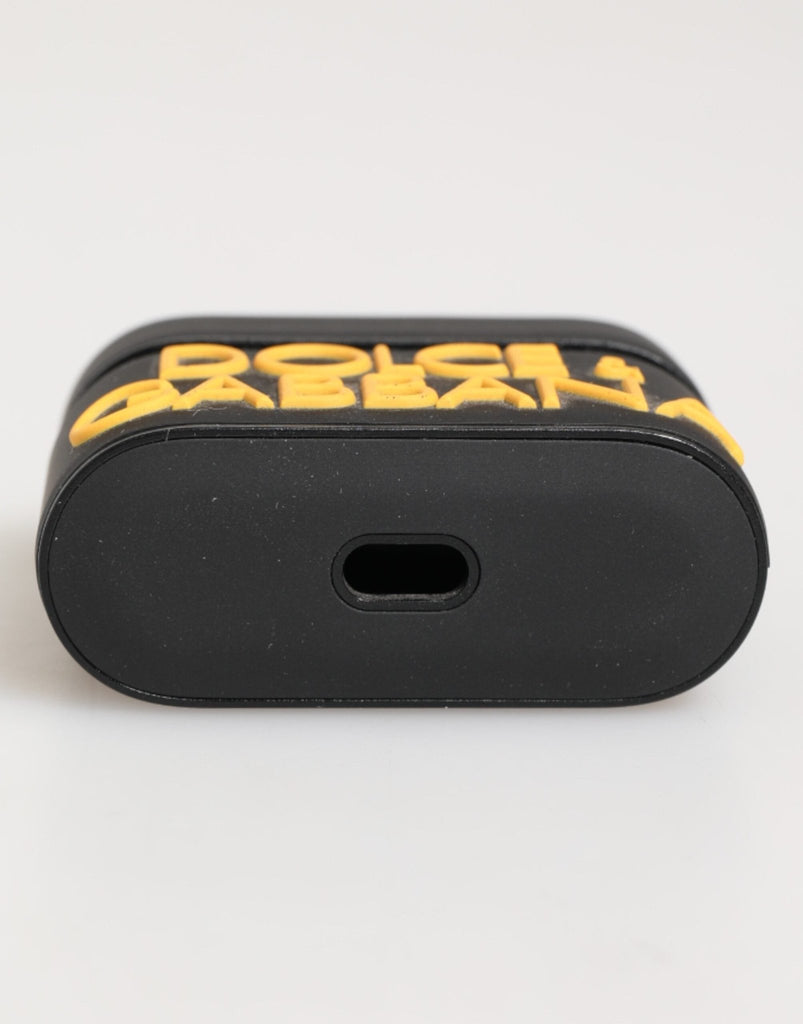 Dolce & Gabbana Black Yellow Rubber Logo Embossed Accessory Airpods Case - Beyzy Store - Dolce & Gabbana