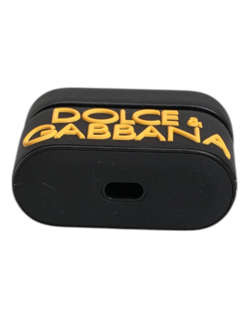 Dolce & Gabbana Black Yellow Silicone Embossed Logo Airpods Case - Beyzy Store - Dolce & Gabbana