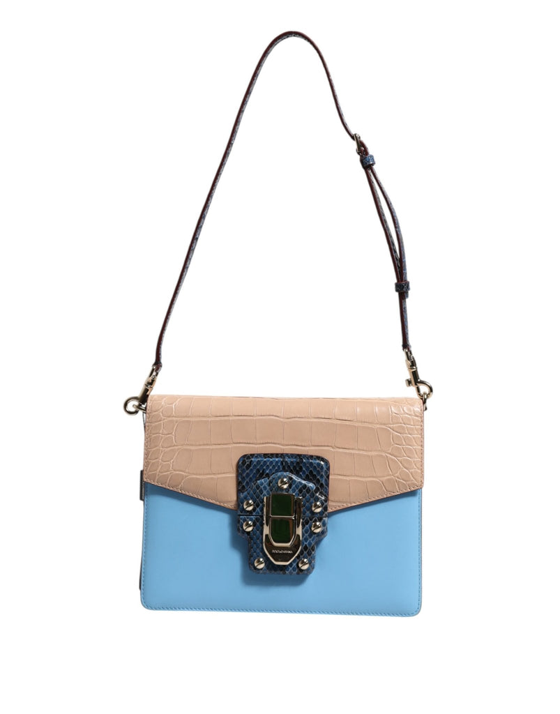 Dolce & Gabbana Blue Beige Exotic Leather LUCIA Crossbody Bag - Beyzy Store - Dolce & Gabbana