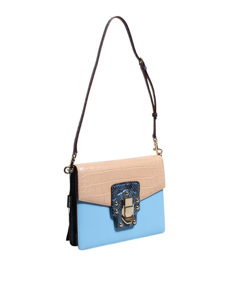 Dolce & Gabbana Blue Beige Exotic Leather LUCIA Crossbody Bag - Beyzy Store - Dolce & Gabbana