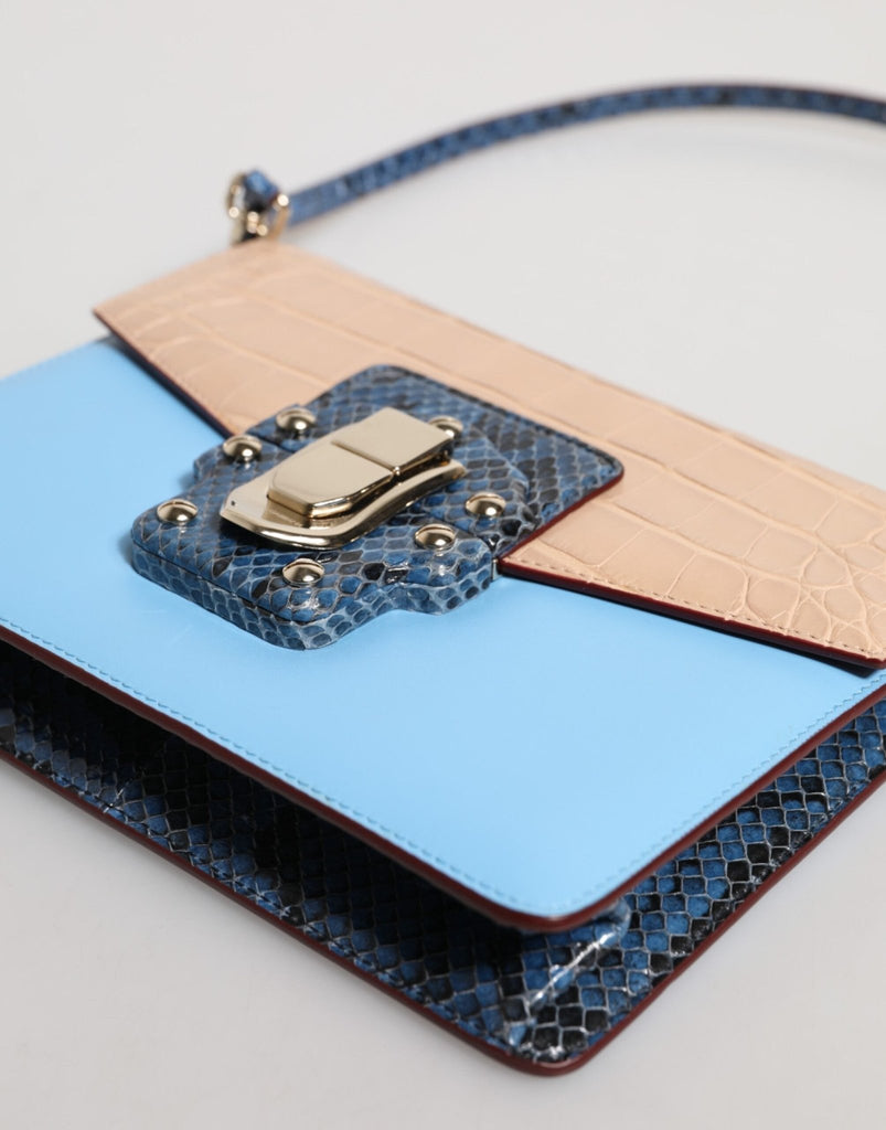 Dolce & Gabbana Blue Beige Exotic Leather LUCIA Crossbody Bag - Beyzy Store - Dolce & Gabbana
