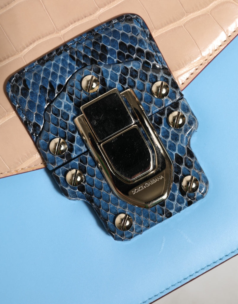 Dolce & Gabbana Blue Beige Exotic Leather LUCIA Crossbody Bag - Beyzy Store - Dolce & Gabbana