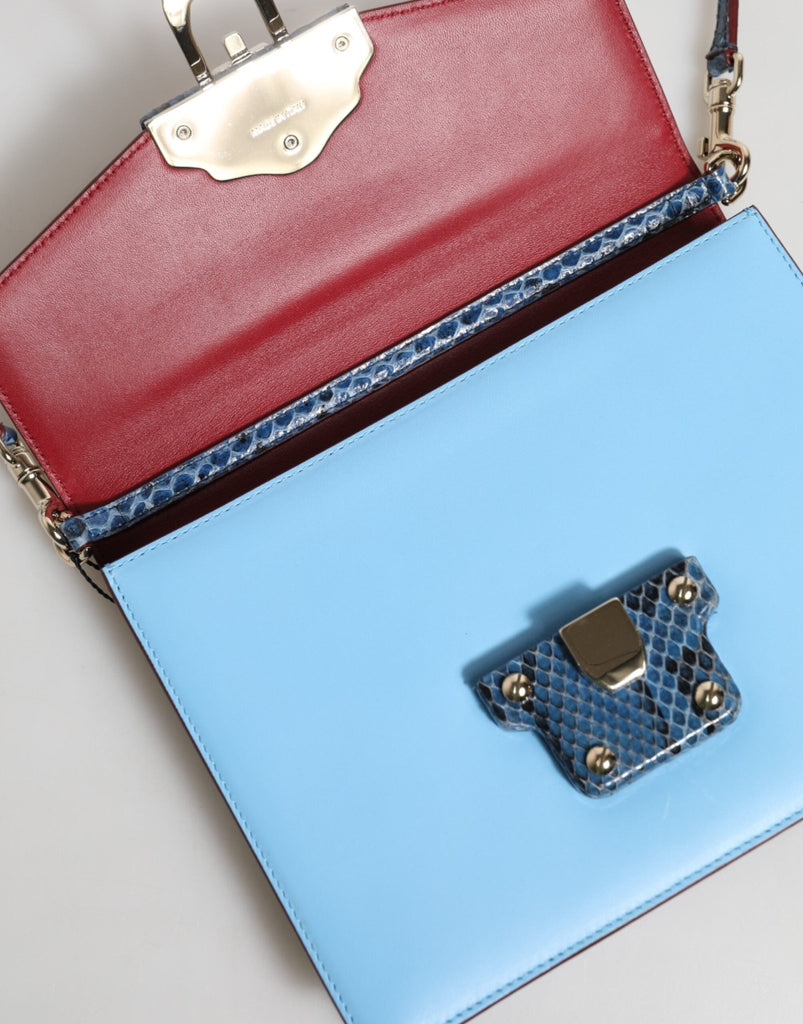 Dolce & Gabbana Blue Beige Exotic Leather LUCIA Crossbody Bag - Beyzy Store - Dolce & Gabbana