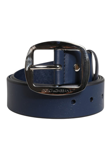 Dolce & Gabbana Blue Calf Leather Classic Metal Buckle Belt - Beyzy Store - Dolce & Gabbana