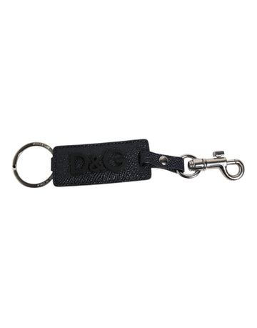 Dolce & Gabbana Blue Calf Leather DG Logo Silver Brass Keyring Keychain - Beyzy Store - Dolce & Gabbana