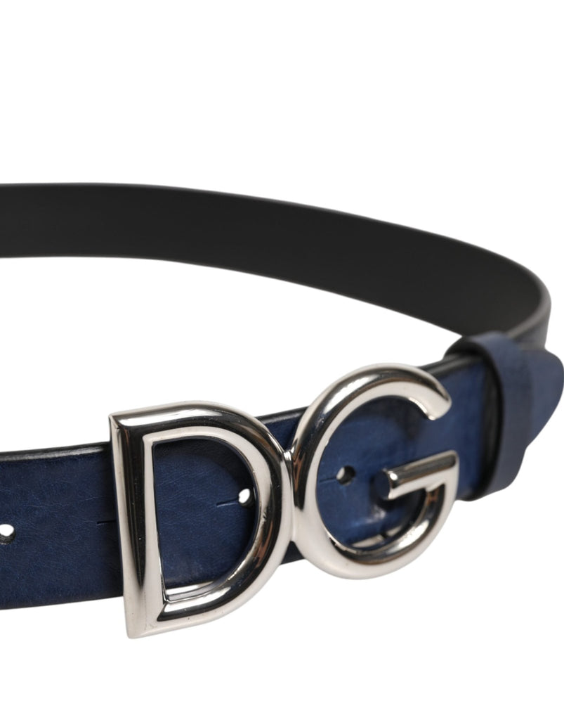 Dolce & Gabbana Blue Classic Silver Metal DG Logo Buckle Belt - Beyzy Store - Dolce & Gabbana