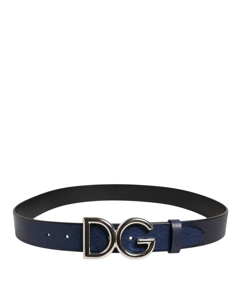 Dolce & Gabbana Blue Classic Silver Metal DG Logo Buckle Belt - Beyzy Store - Dolce & Gabbana