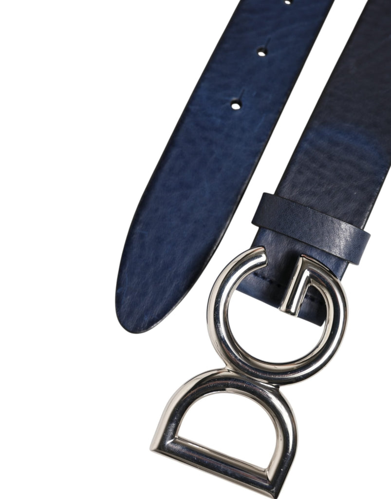 Dolce & Gabbana Blue Classic Silver Metal DG Logo Buckle Belt - Beyzy Store - Dolce & Gabbana