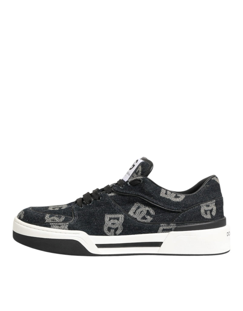 Dolce & Gabbana Blue Cotton Denim Logo Low Top Sneakers Shoes - Beyzy Store - Dolce & Gabbana