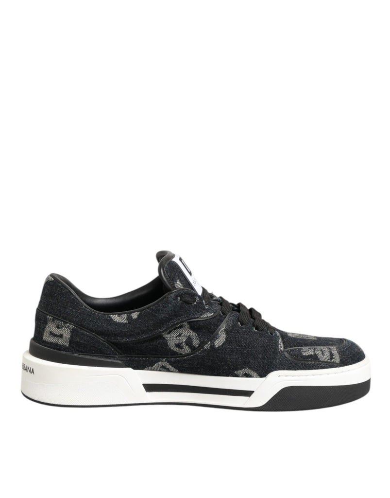 Dolce & Gabbana Blue Cotton Denim Logo Low Top Sneakers Shoes - Beyzy Store - Dolce & Gabbana