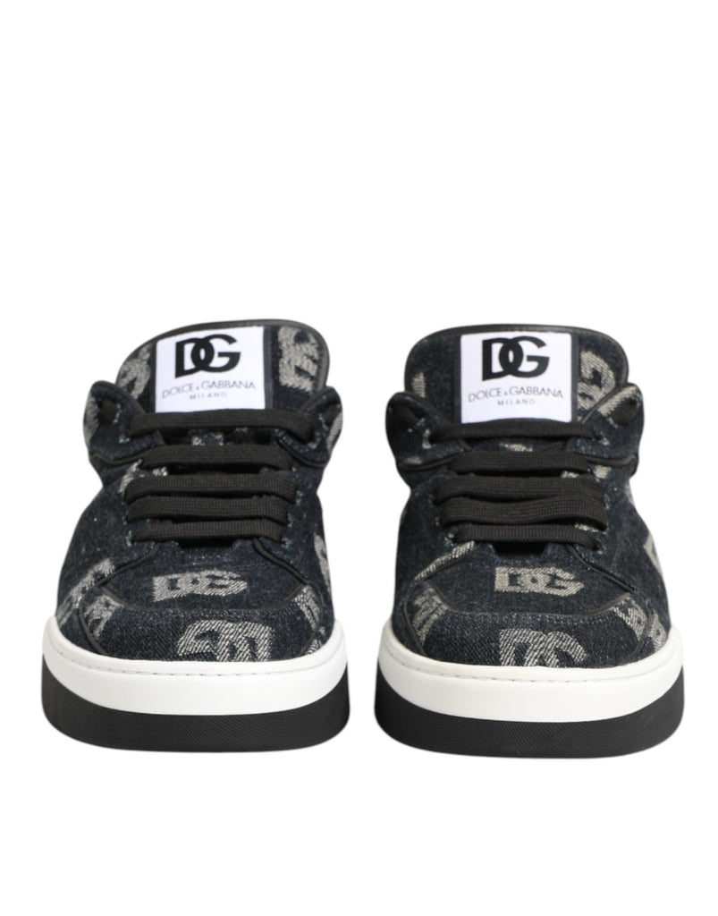 Dolce & Gabbana Blue Cotton Denim Logo Low Top Sneakers Shoes - Beyzy Store - Dolce & Gabbana