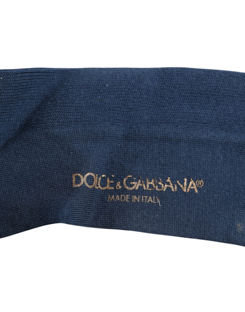 Dolce & Gabbana Blue Cotton DG Logo Over The Calf Socks - Beyzy Store - Dolce & Gabbana