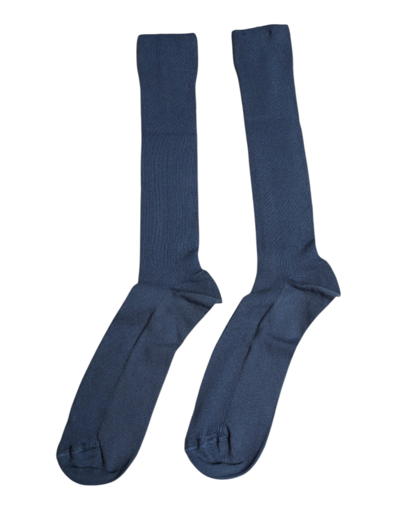 Dolce & Gabbana Blue Cotton DG Logo Over The Calf Socks - Beyzy Store - Dolce & Gabbana