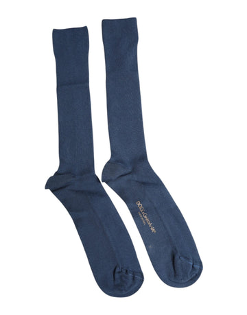 Dolce & Gabbana Blue Cotton DG Logo Over The Calf Socks - Beyzy Store - Dolce & Gabbana